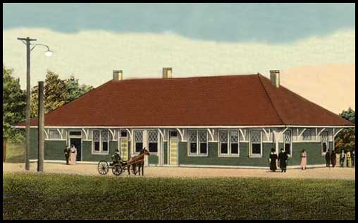 Hawkinsville depot postcard view