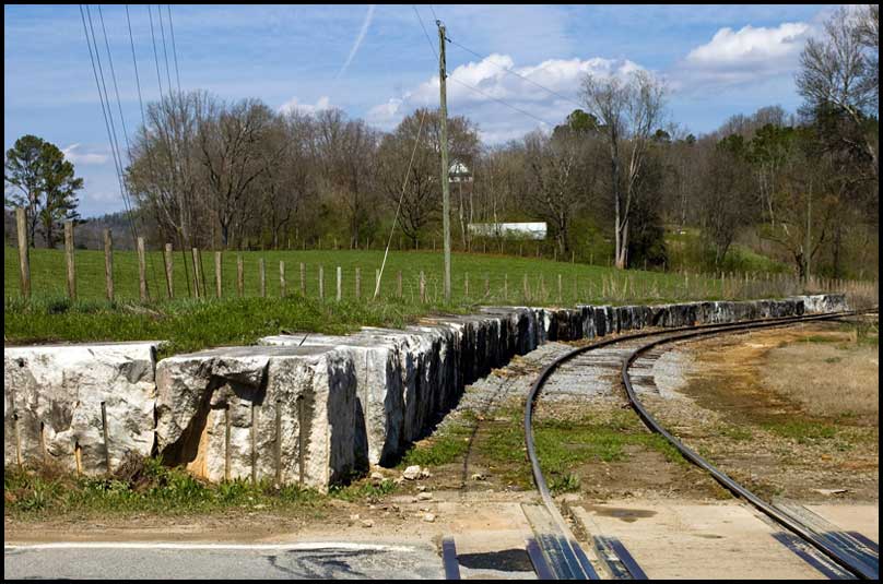Blocks of marble alongside railroad, Pickens County, Georgia