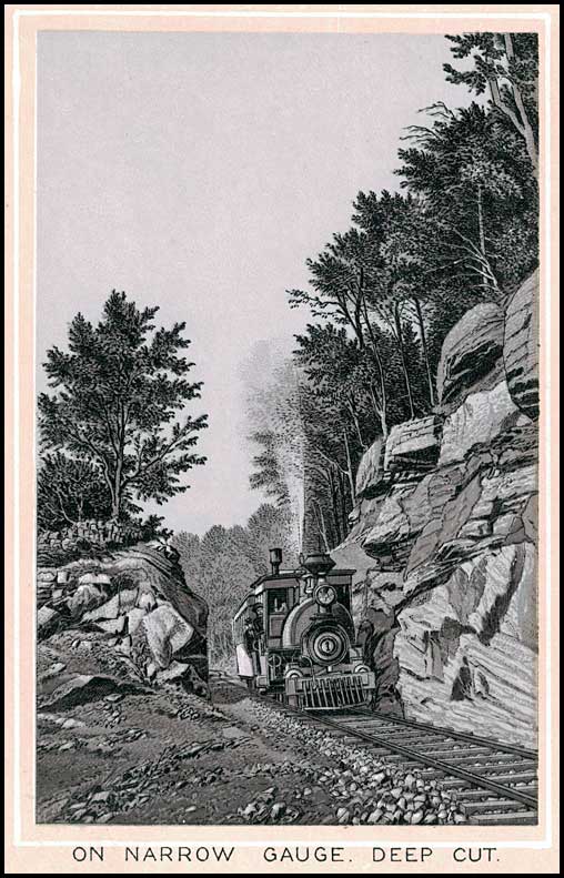 Train passing through deep cut