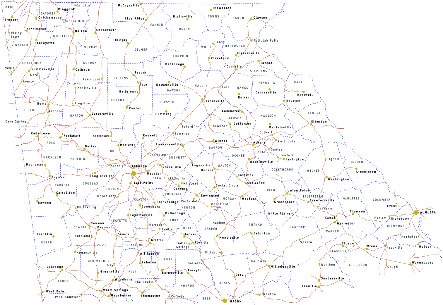 North Georgia clickable map