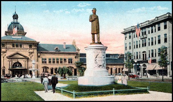 Augusta Union Station, Plaza Hotel, Barrett Plaza, and Patrick Walsh monument