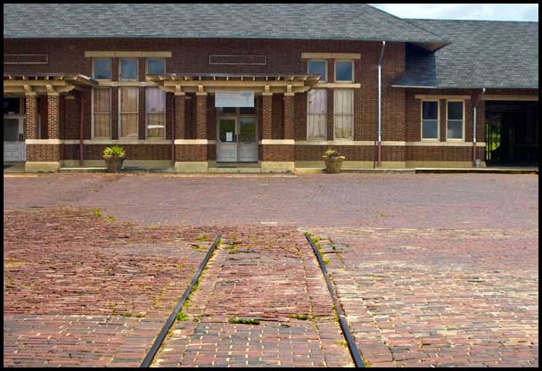 Streetcar rails in front of Union Station in Albany, GA