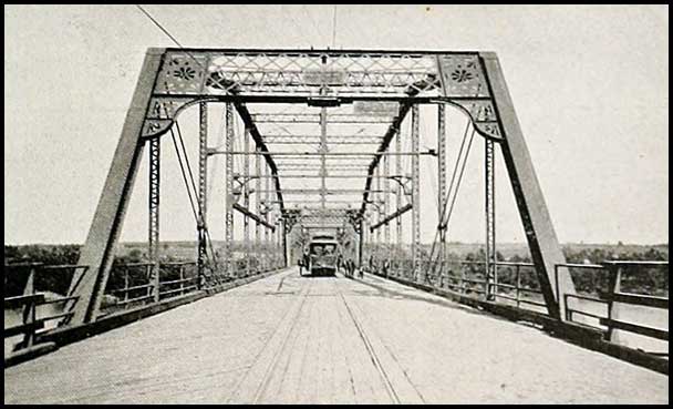 Augusta streetcar on bridge over Savannah River, GA and SC