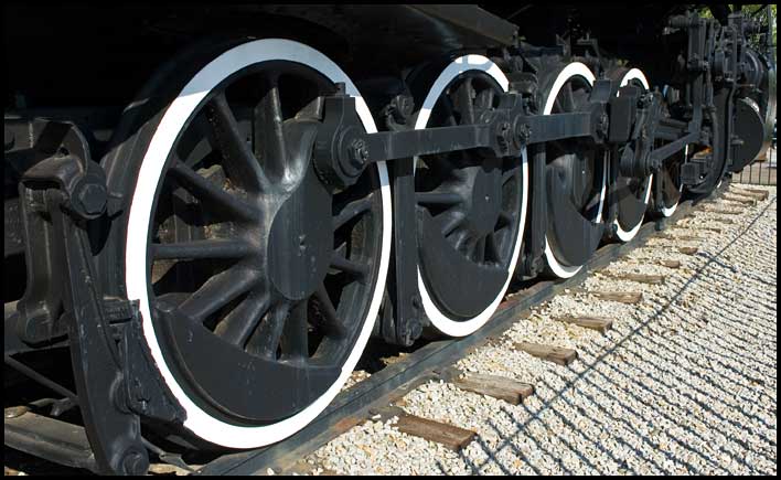 Close-up view of drive wheels