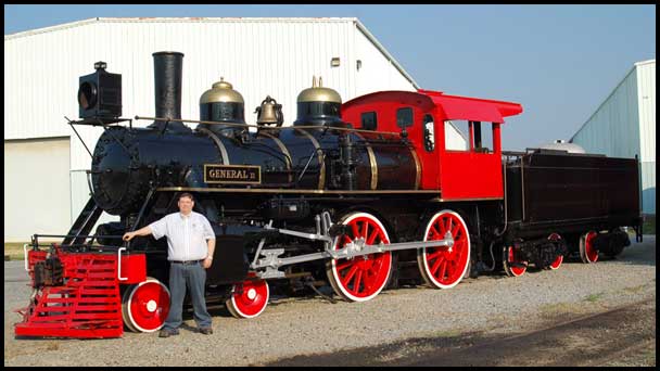 The General II locomotive and engineer Kevin Wood