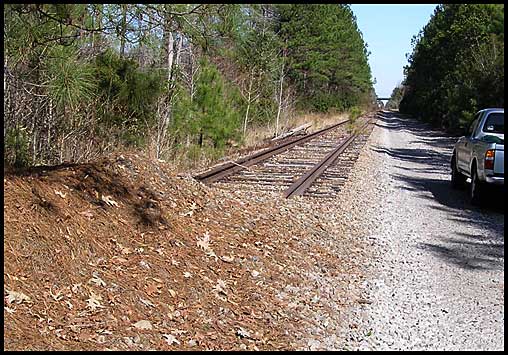 Mound of dirt at end of tracks